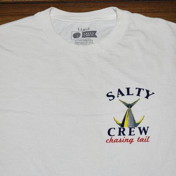 Salty Crew LS White Unisex Fishing Tee "Chasing Tail" - Size Large - Picture 5 of 8